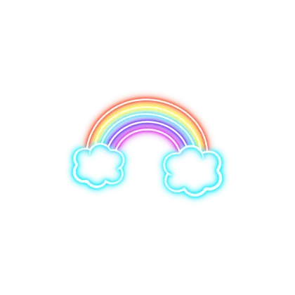 Neon Rainbow with Clouds