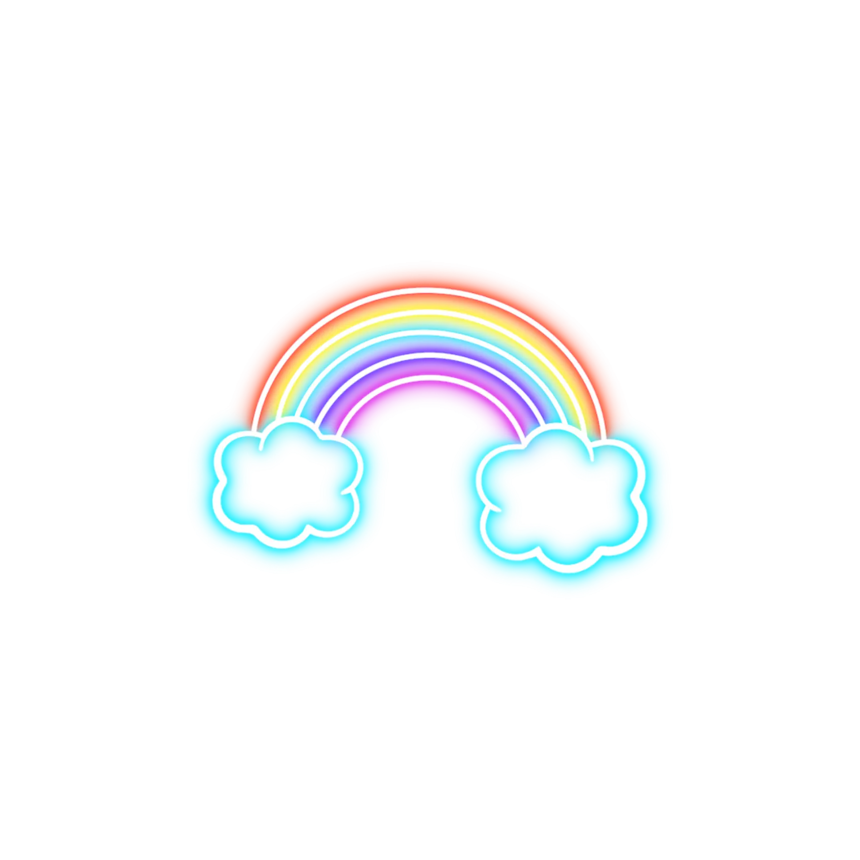 Neon Rainbow with Clouds