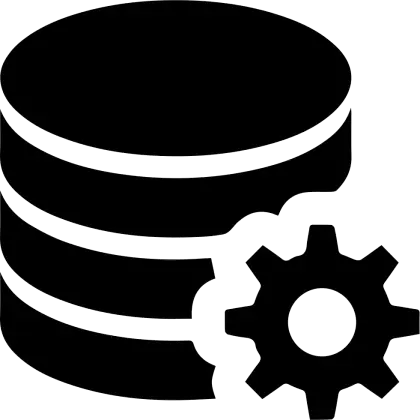 Black Database and Gear Icon
