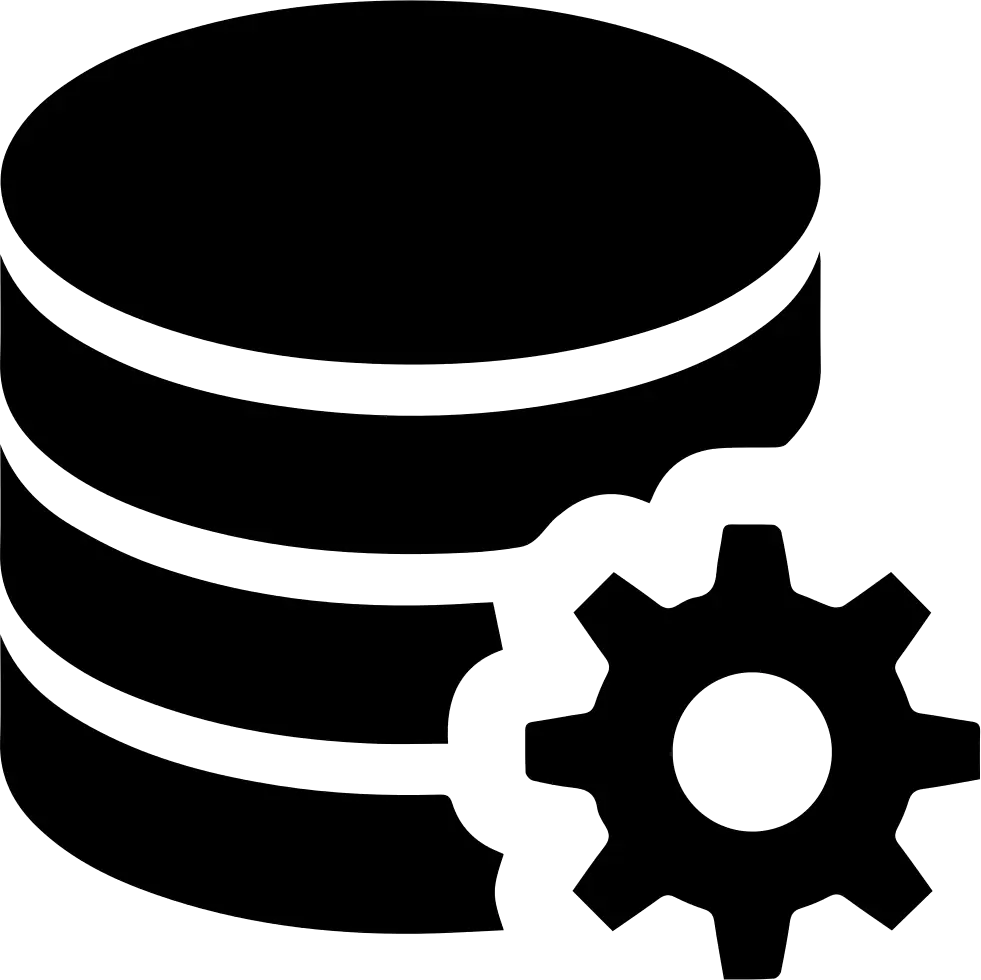 Black Database and Gear Icon