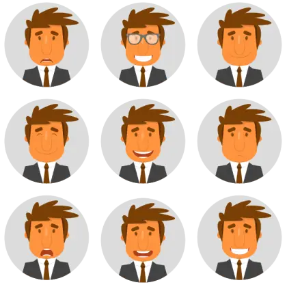 Cartoon Faces Showing Different Emotions
