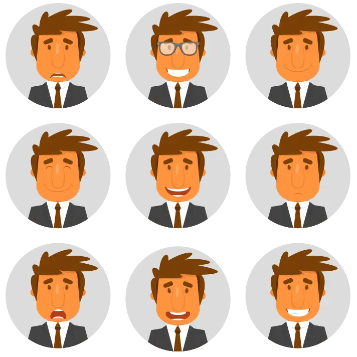 Cartoon Faces Showing Different Emotions