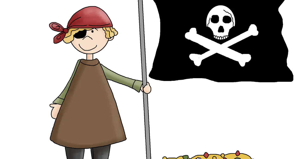 Cartoon Pirate Boy with Flag