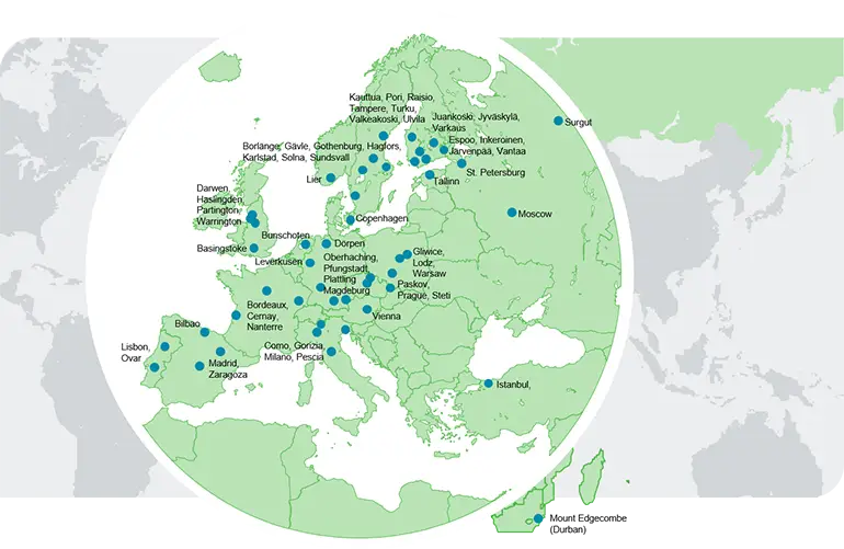 Map of Europe with Cities