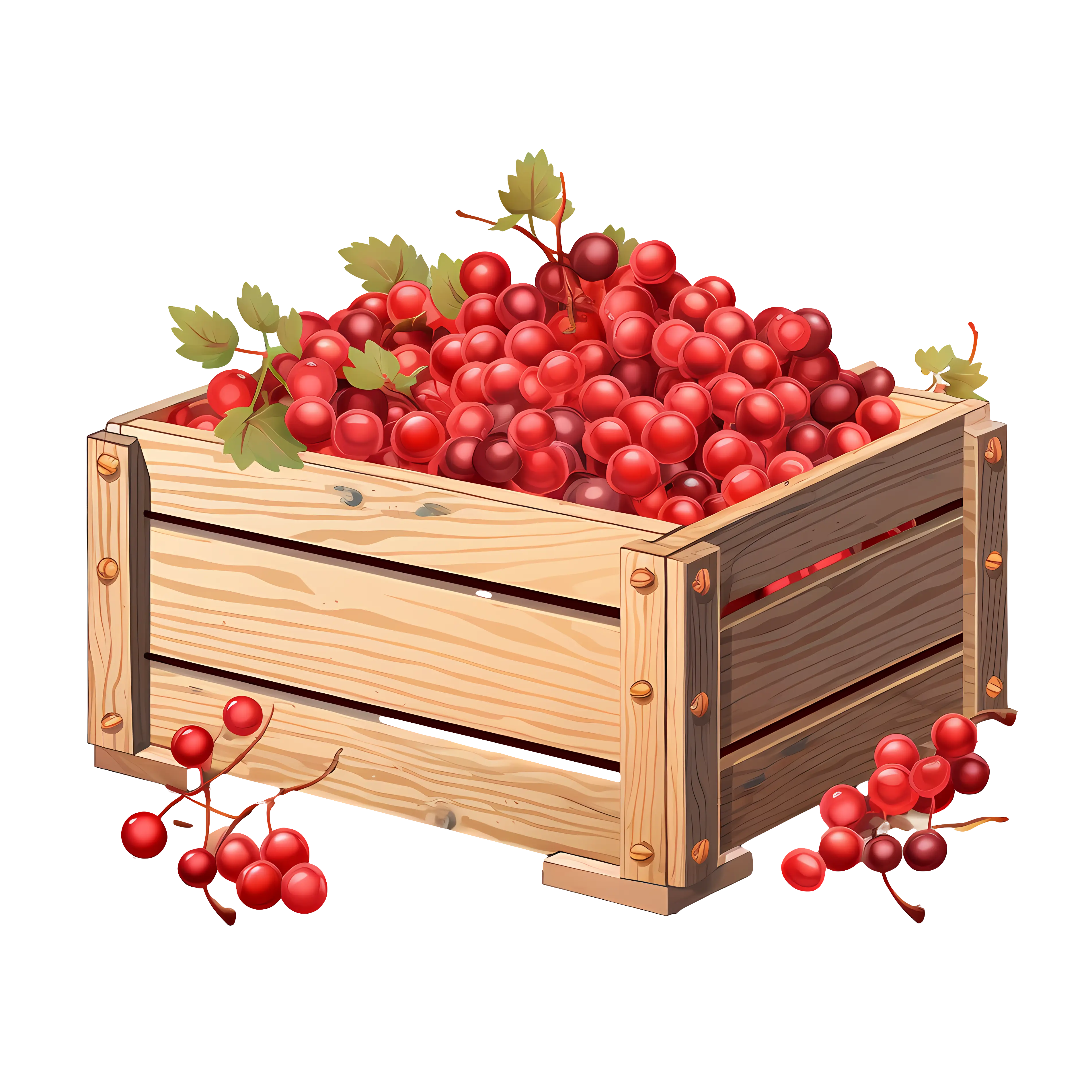 Wooden Crate with Red Berries