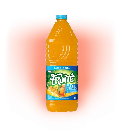 Peach Fruit Drink Bottle with Label Design