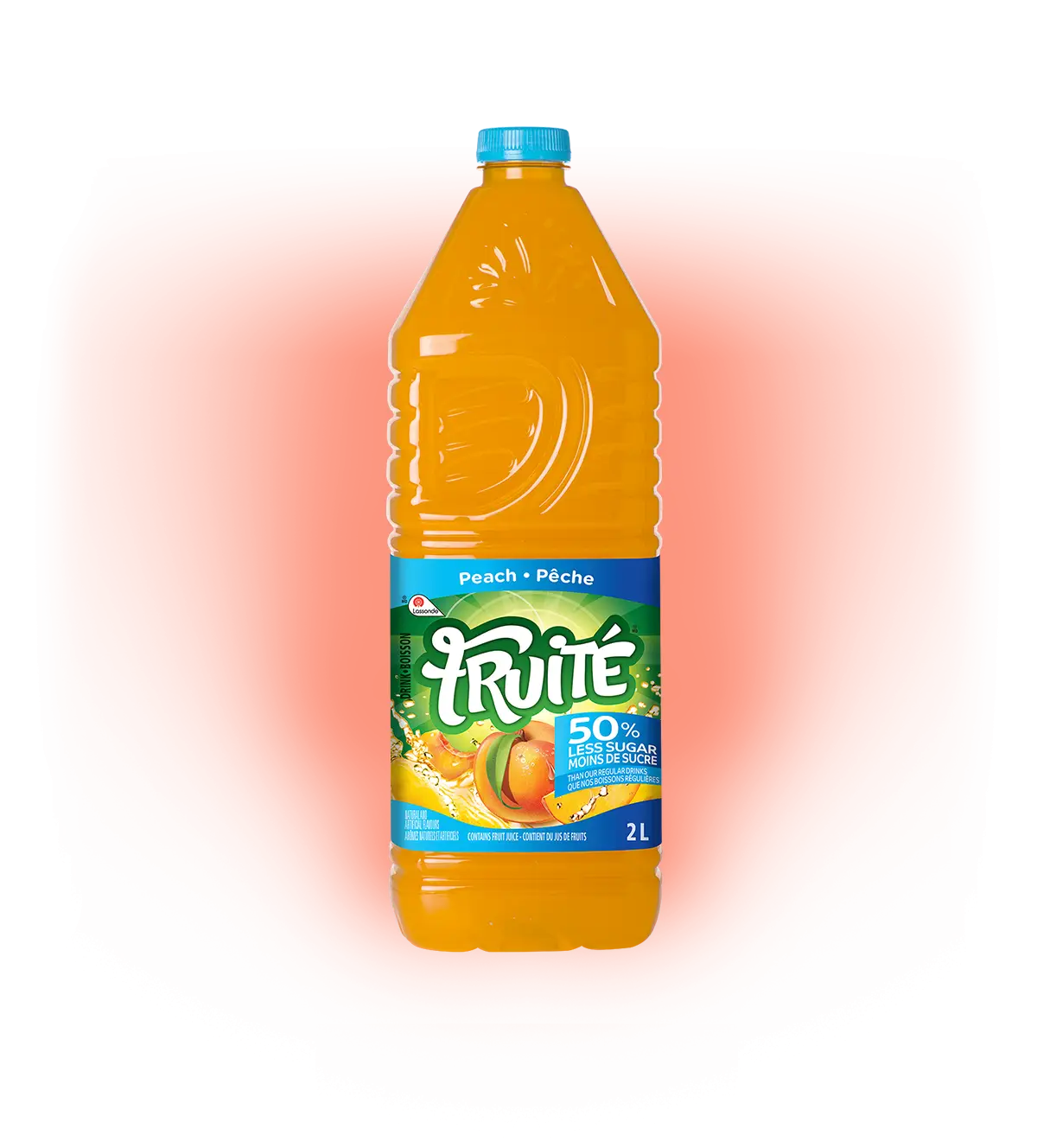 Peach Fruit Drink Bottle with Label Design