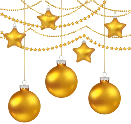 Christmas Golden Ornaments and Stars