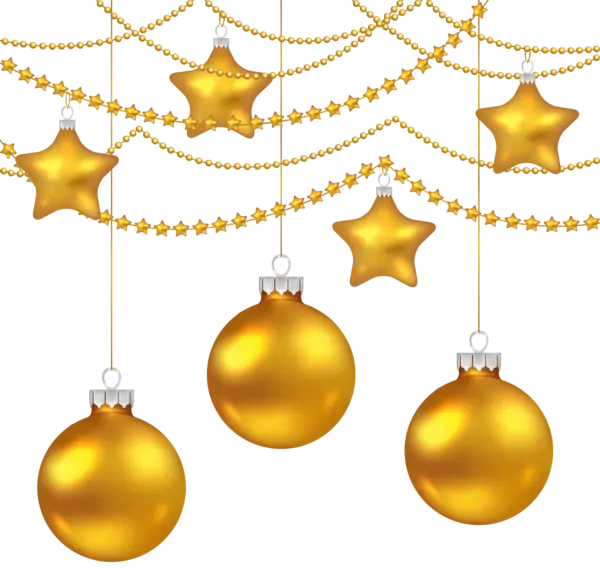 Christmas Golden Ornaments and Stars