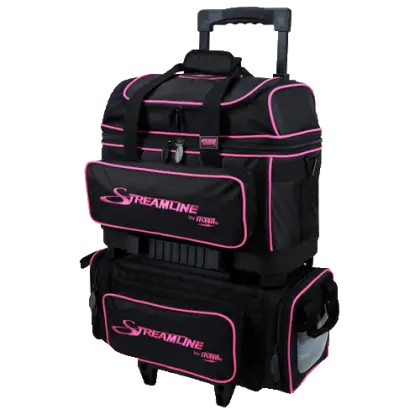 Black Rolling Suitcase with Pink Accents