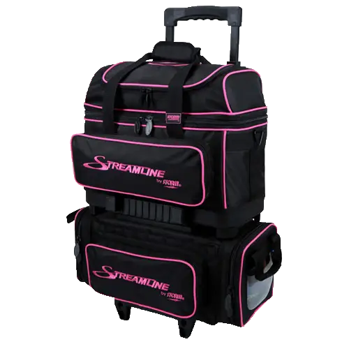 Black Rolling Suitcase with Pink Accents