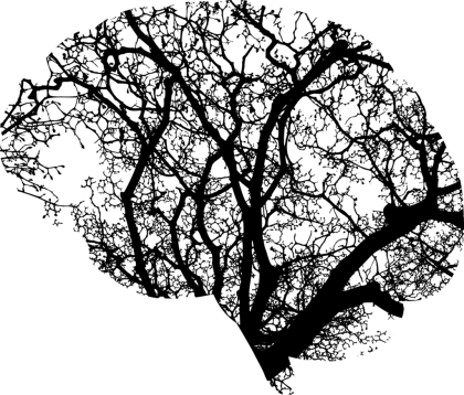 Tree Branches Forming a Brain Silhouette Illustration