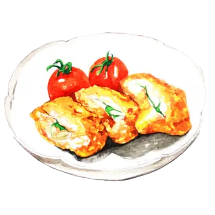 Fried Food with Tomatoes on Plate