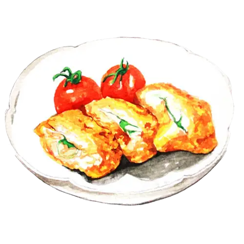 Fried Food with Tomatoes on Plate