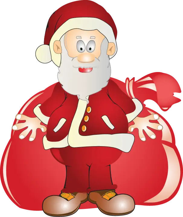 Santa Claus with Red Sack Cartoon Illustration