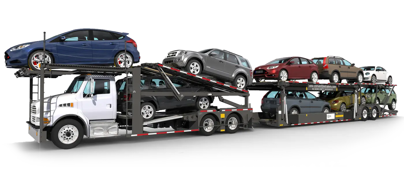 Car Transporter Truck with Multiple Automobiles