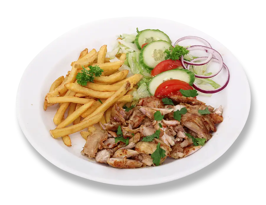 Delicious Food Plate with Fries and Salad