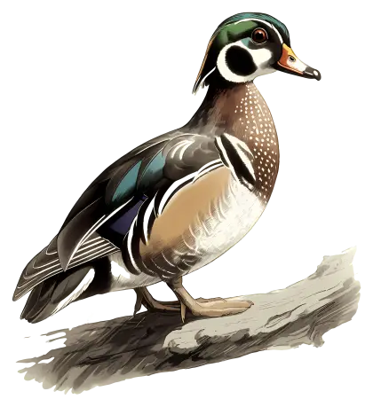 Colorful Duck on a Log