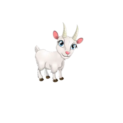 Cute Cartoon Baby Goat with Blue Eyes