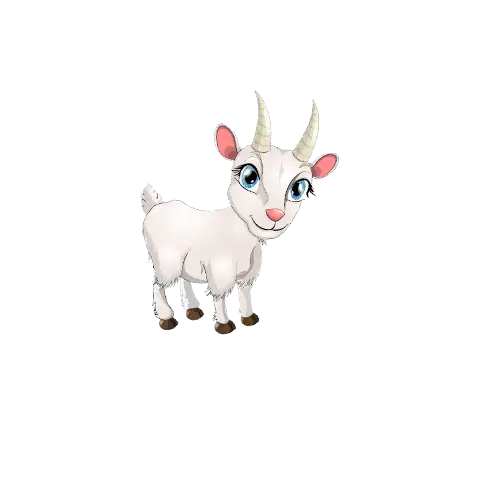 Cute Cartoon Baby Goat with Blue Eyes