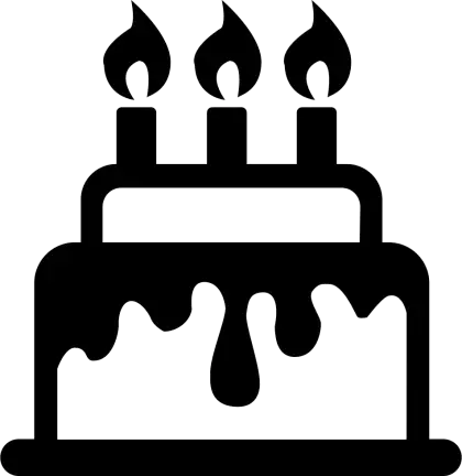 Birthday Cake Icon with Lit Candles