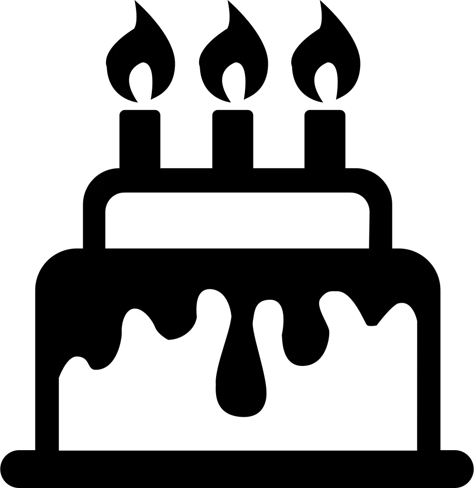 Birthday Cake Icon with Lit Candles