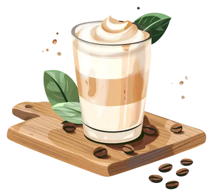 Coffee Drink with Cream and Leaves