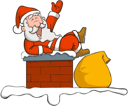 Santa Claus on Chimney with Sack