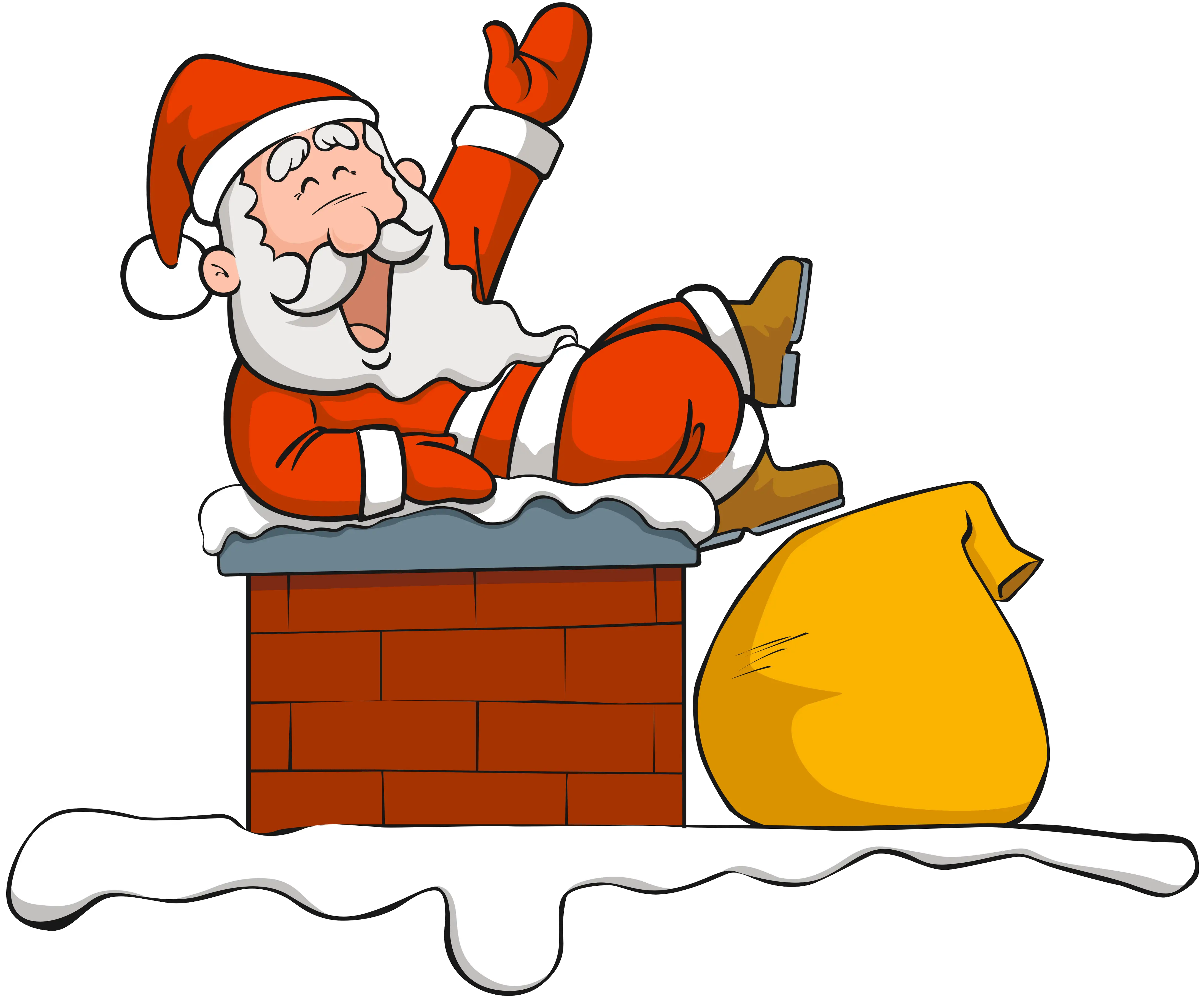 Santa Claus on Chimney with Sack
