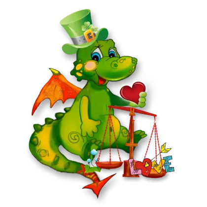 Green Dragon with Heart and Hat