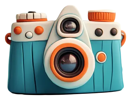 Fun Blue and Orange Cartoon Camera