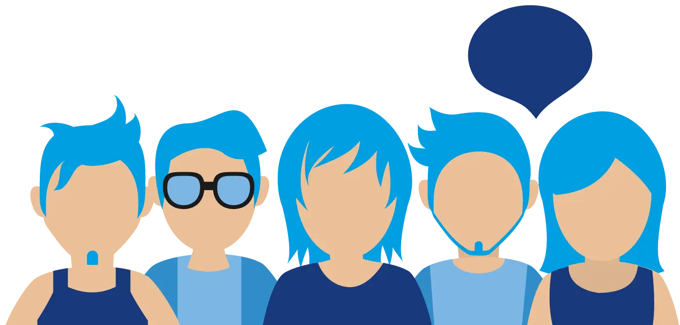 Cartoon People with Speech Bubble