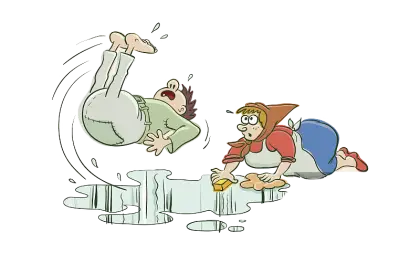 Cartoon of Man Slipping