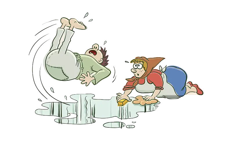 Cartoon of Man Slipping