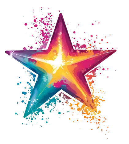 Colorful Star with Vibrant Splash