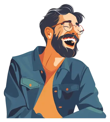 Laughing Man with Glasses