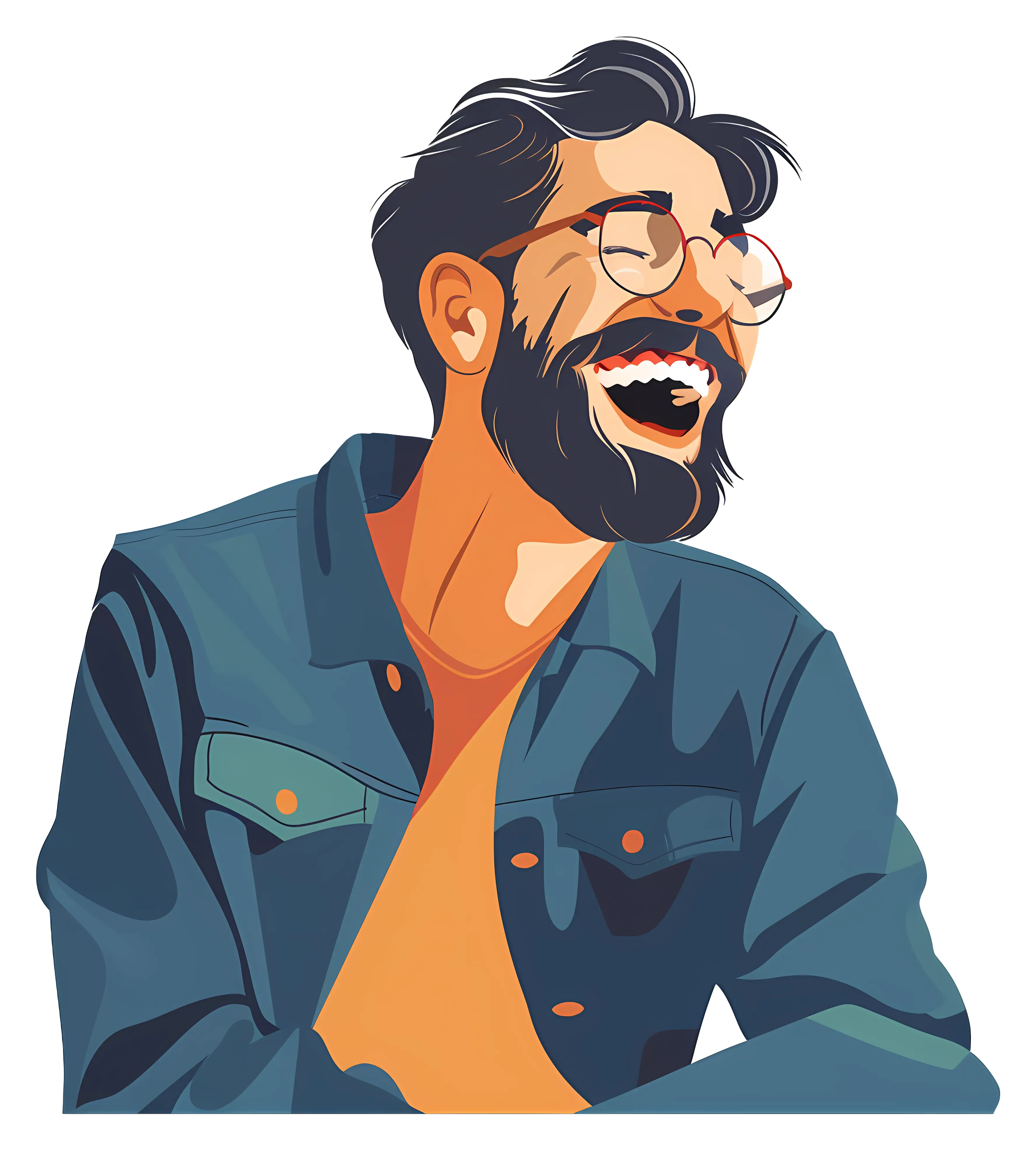 Laughing Man with Glasses