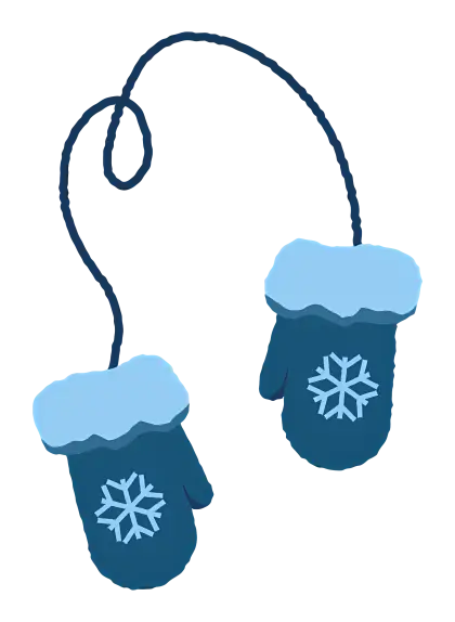 Blue Winter Mittens with Snowflake Design