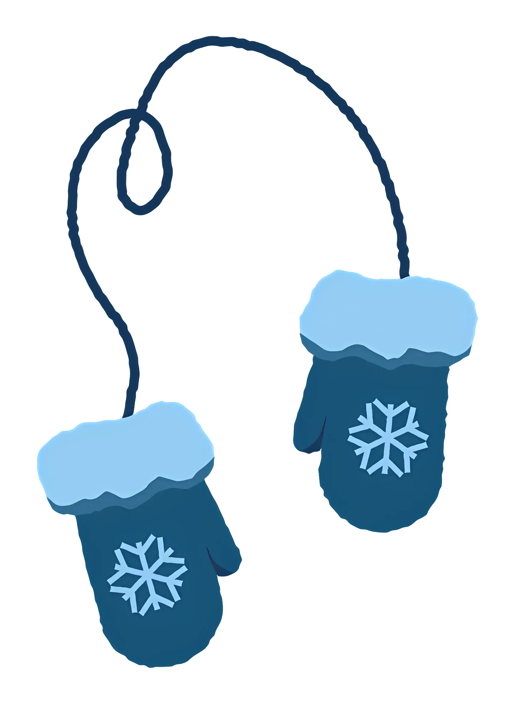 Blue Winter Mittens with Snowflake Design