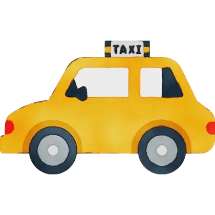 Cute Yellow Taxi Illustration on Transparent Background