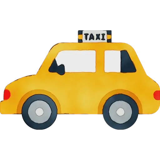 Cute Yellow Taxi Illustration on Transparent Background