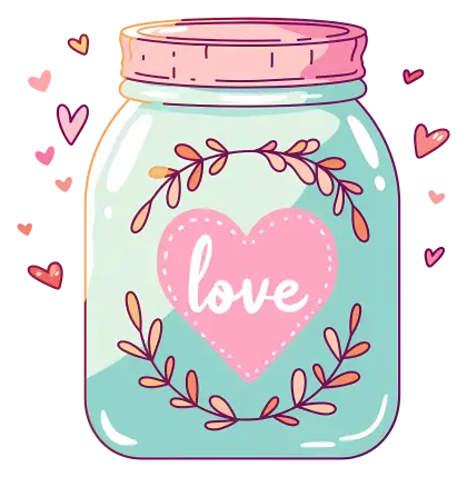 Jar with Heart and Love Design for Valentine&#039;s Day