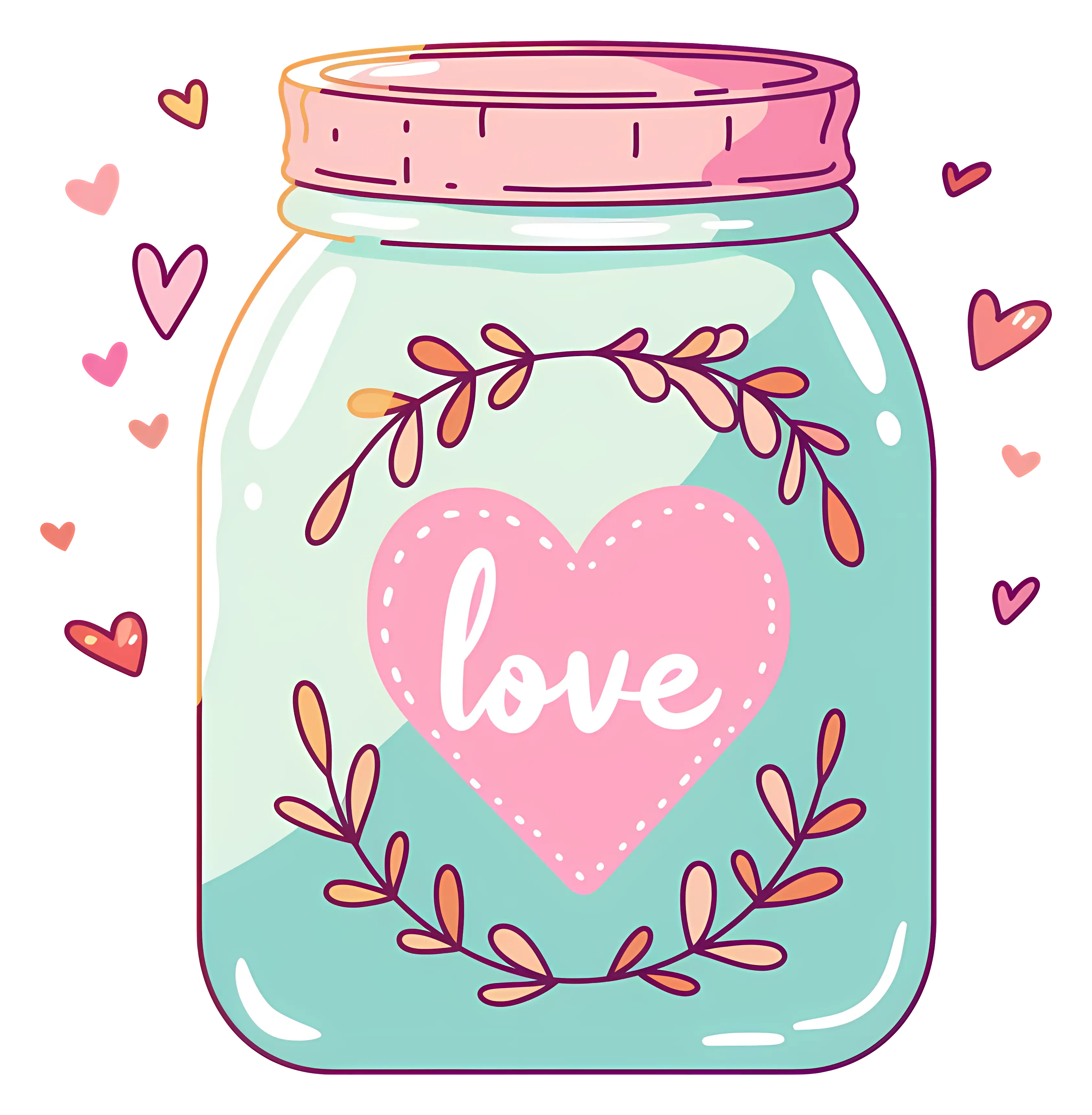 Jar with Heart and Love Design for Valentine's Day