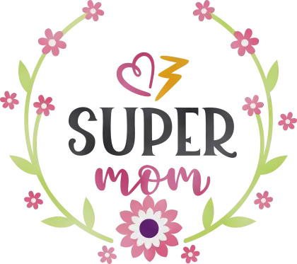 Super Mom Floral Wreath Card Design