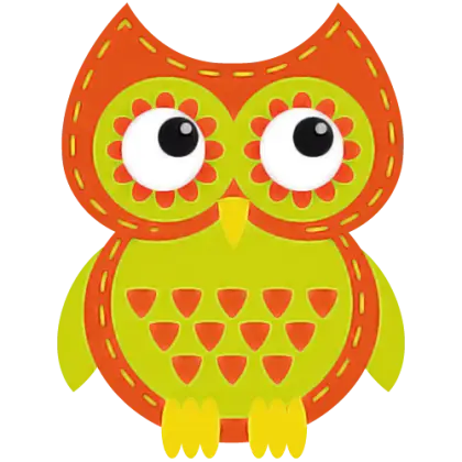 Colorful Cartoon Owl with Large Bright Eyes
