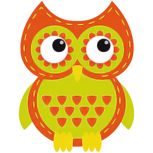 Colorful Cartoon Owl with Large Bright Eyes