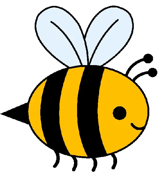 Yellow Bee Cartoon Character with Antennae