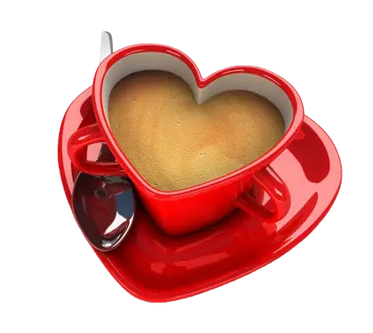 Heart-Shaped Red Coffee Cup