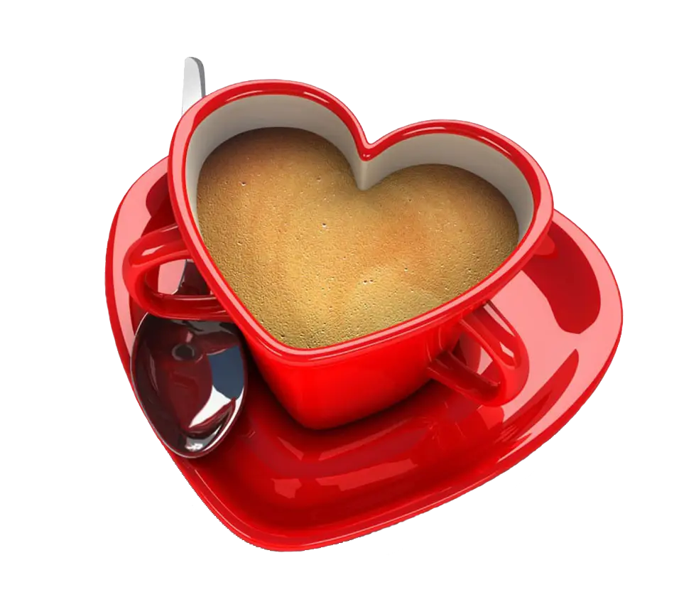 Heart-Shaped Red Coffee Cup