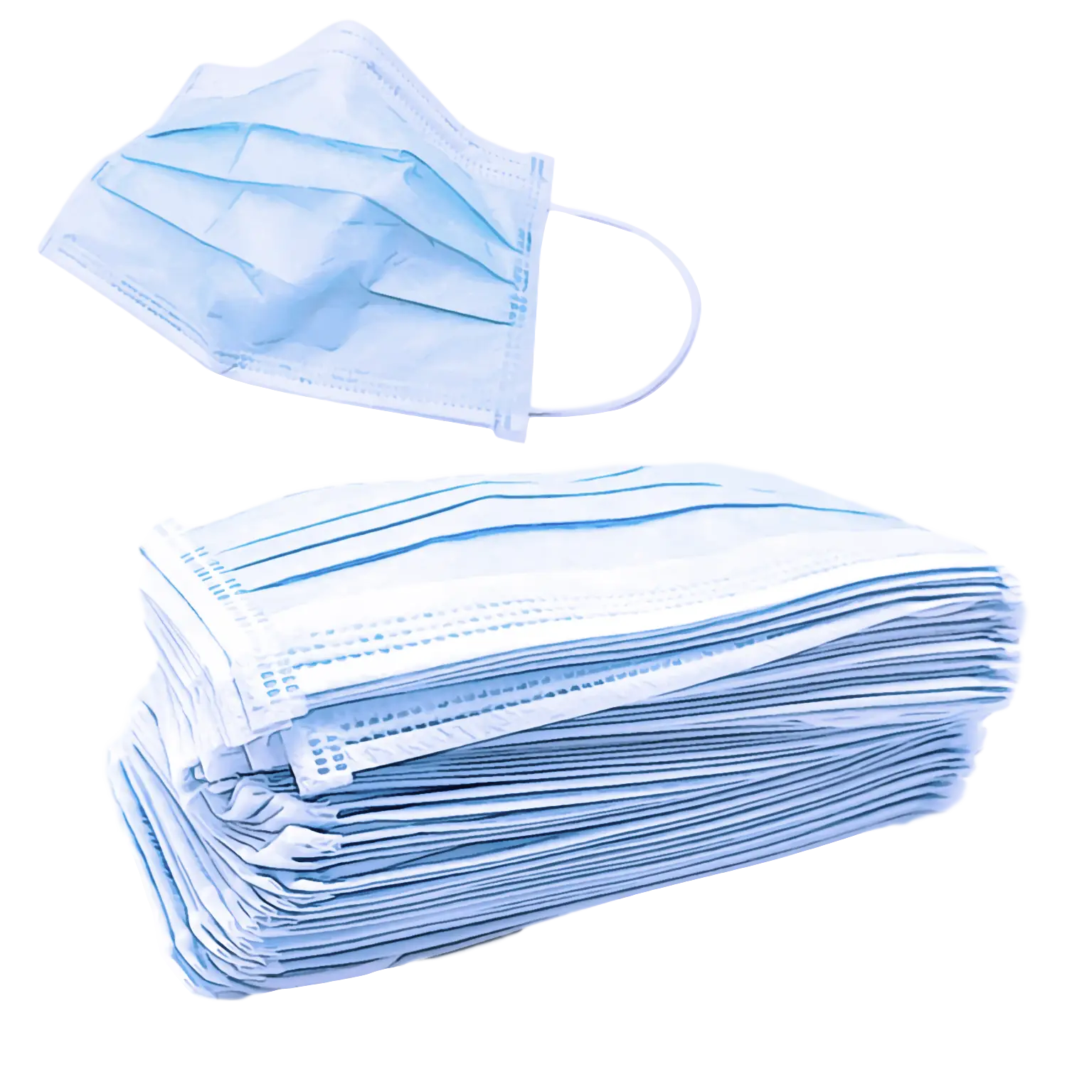 Stack of Blue Face Masks